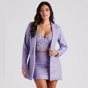 Dressy Chic Faux Leather Lavender Purple Lightweight Blazer